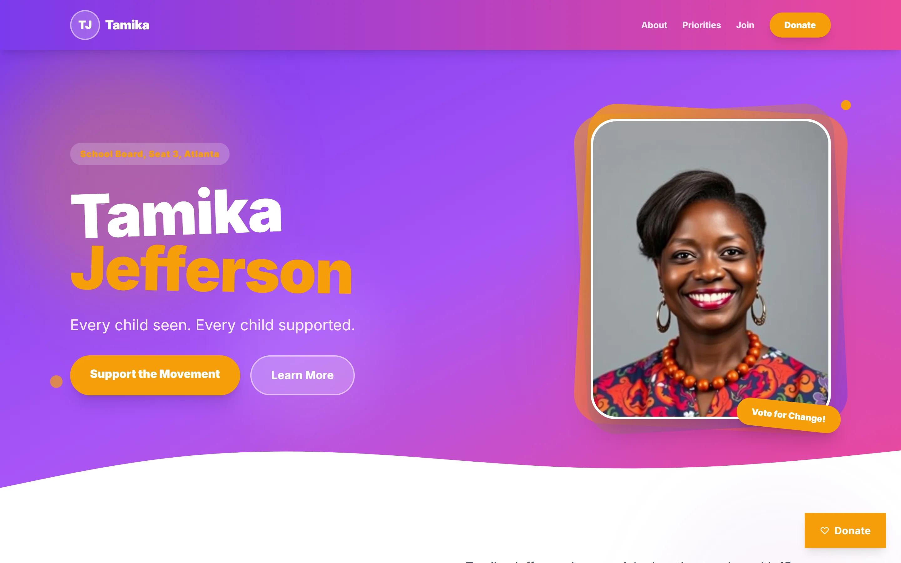 Vibrant template - desktop view